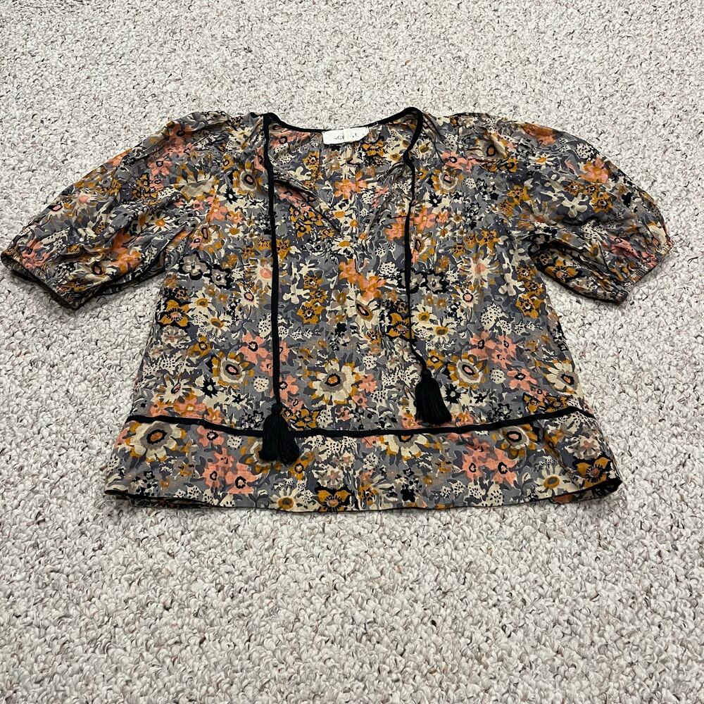 The Great Tassel Tie Ravine Top Sz 1 S Boho Feminine Floral Cottagecore Casual